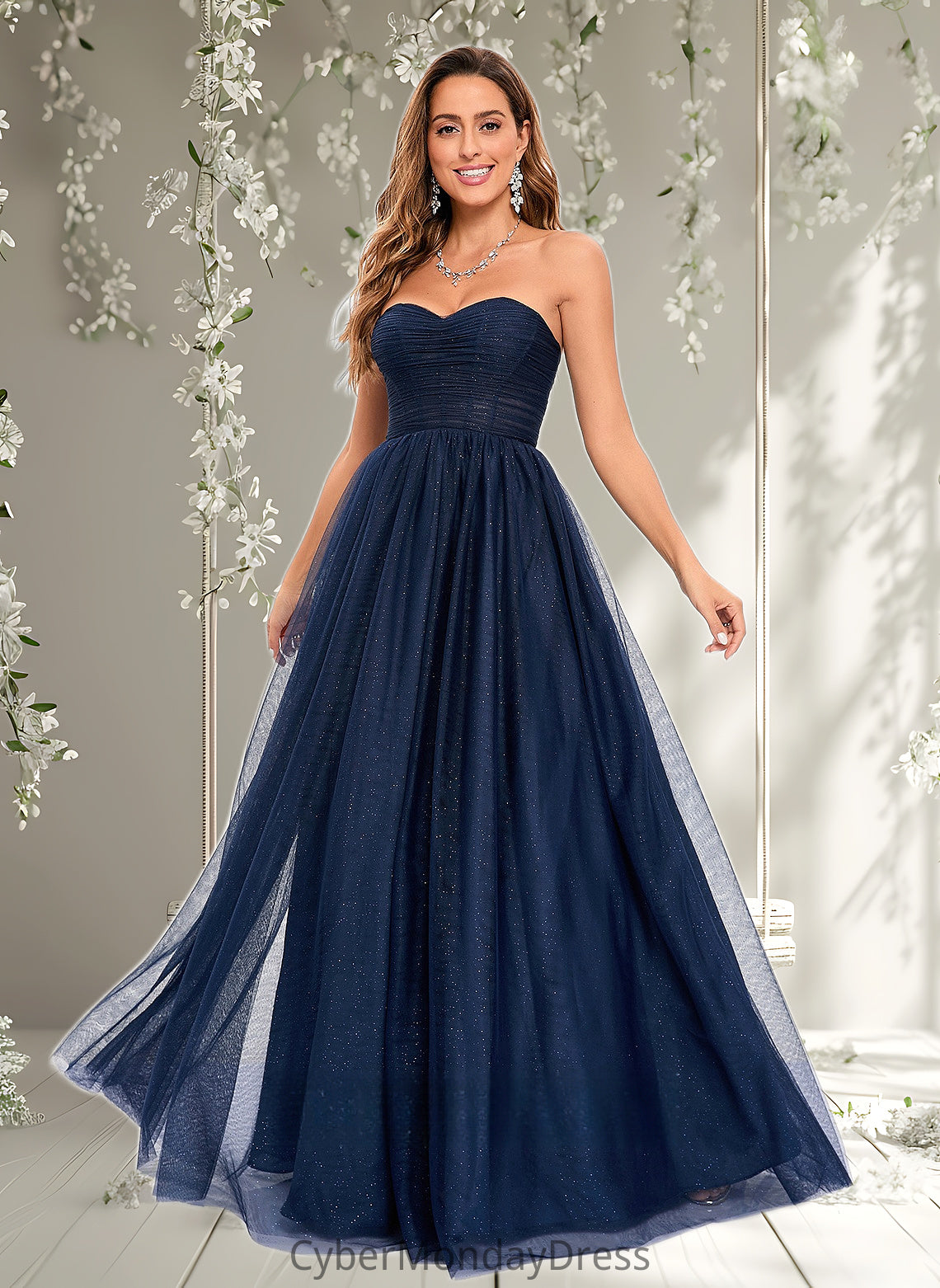 Cheryl Ball-Gown/Princess Sweetheart Sweep Train Tulle Prom Dresses With Beading Sequins DTP0025848