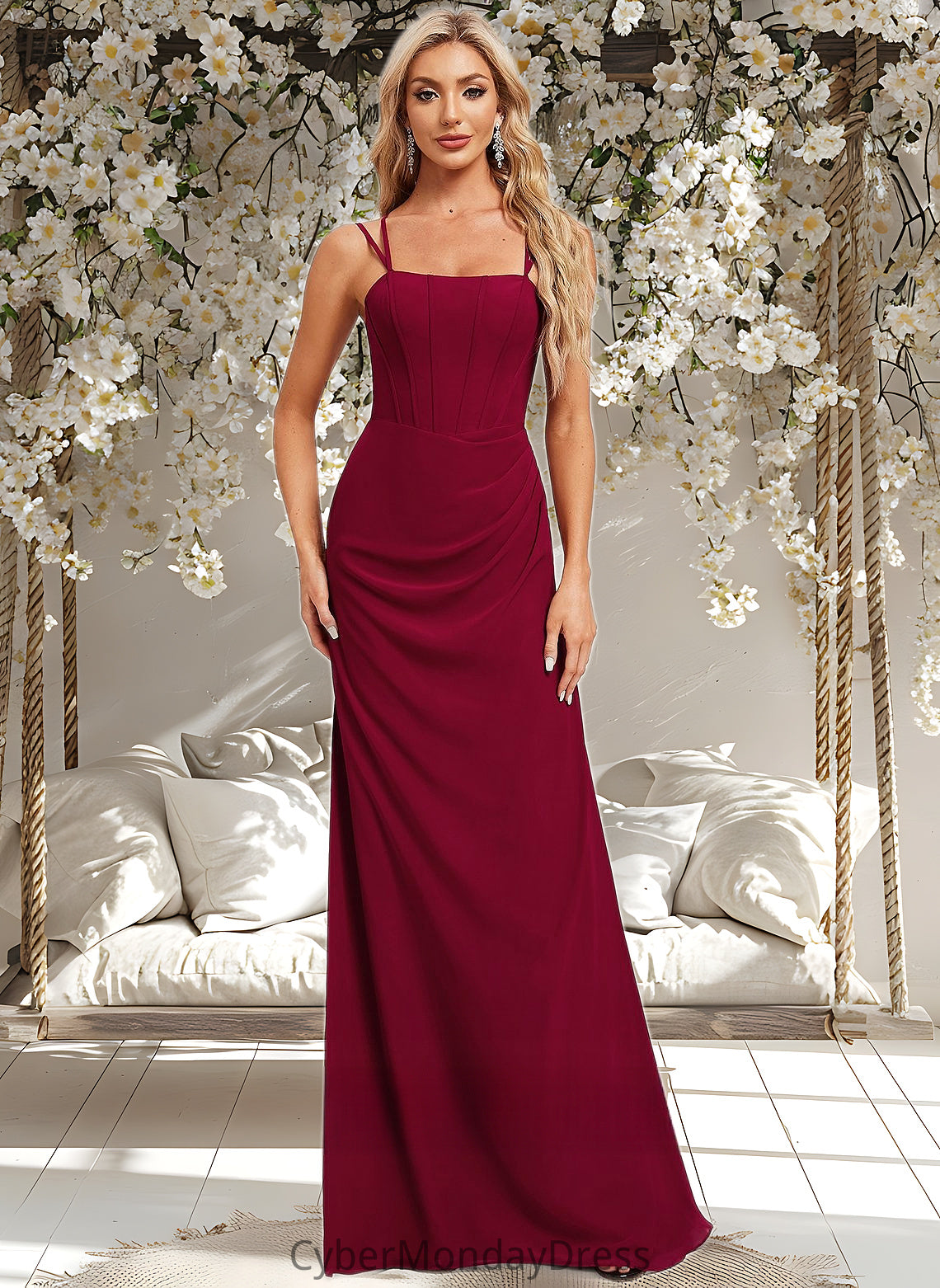 Meg Trumpet/Mermaid Square Floor-Length Chiffon Bridesmaid Dress DTP0025826