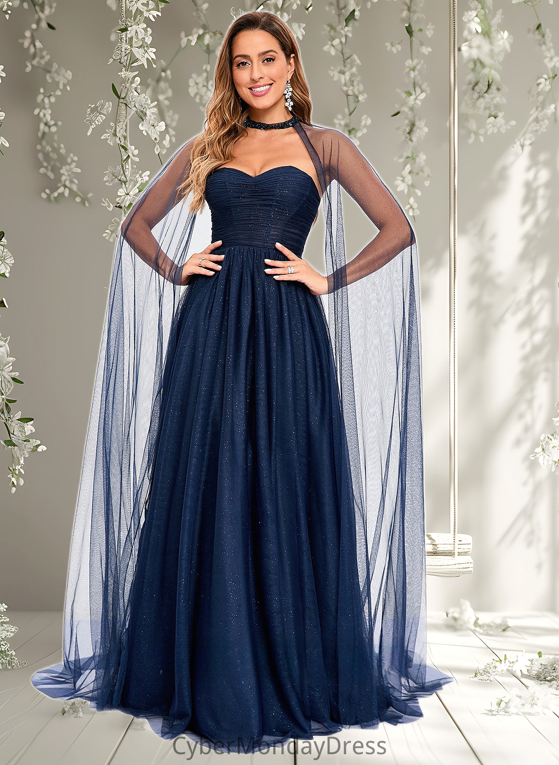 Cheryl Ball-Gown/Princess Sweetheart Sweep Train Tulle Prom Dresses With Beading Sequins DTP0025848