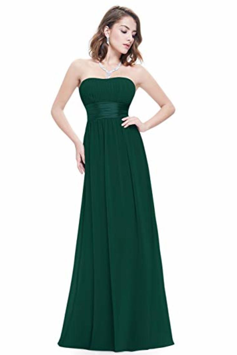 Chiffon Sweetheart Neck A Line Sleeveless Wedding Bridesmaid Long Evening Festive Party Dress