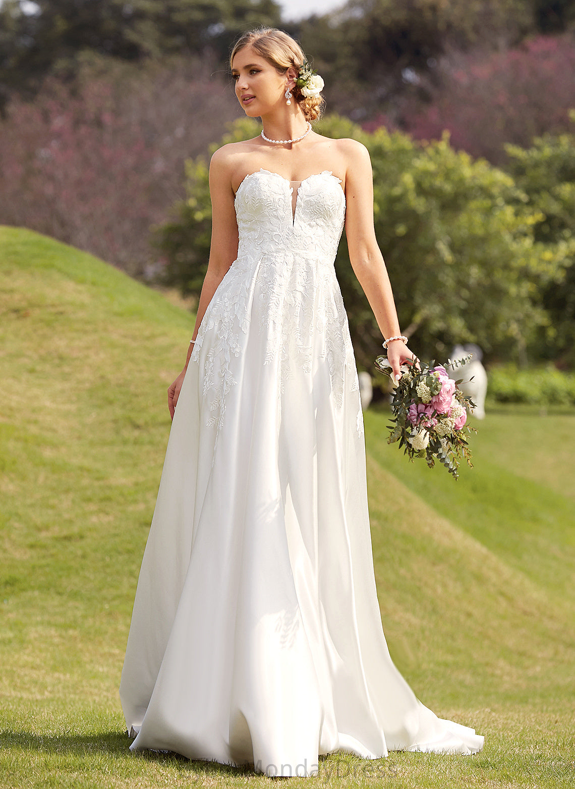 Train Chapel Sweetheart Wedding Wedding Dresses Lace Dress Moira Front Split With Satin Ball-Gown/Princess