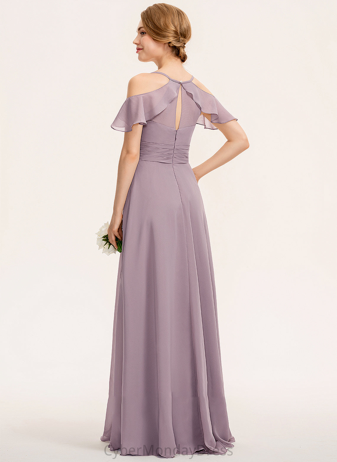 Embellishment Neckline Ruffle Floor-Length SplitFront CascadingRuffles V-neck Silhouette A-Line Fabric Length Susanna Bridesmaid Dresses