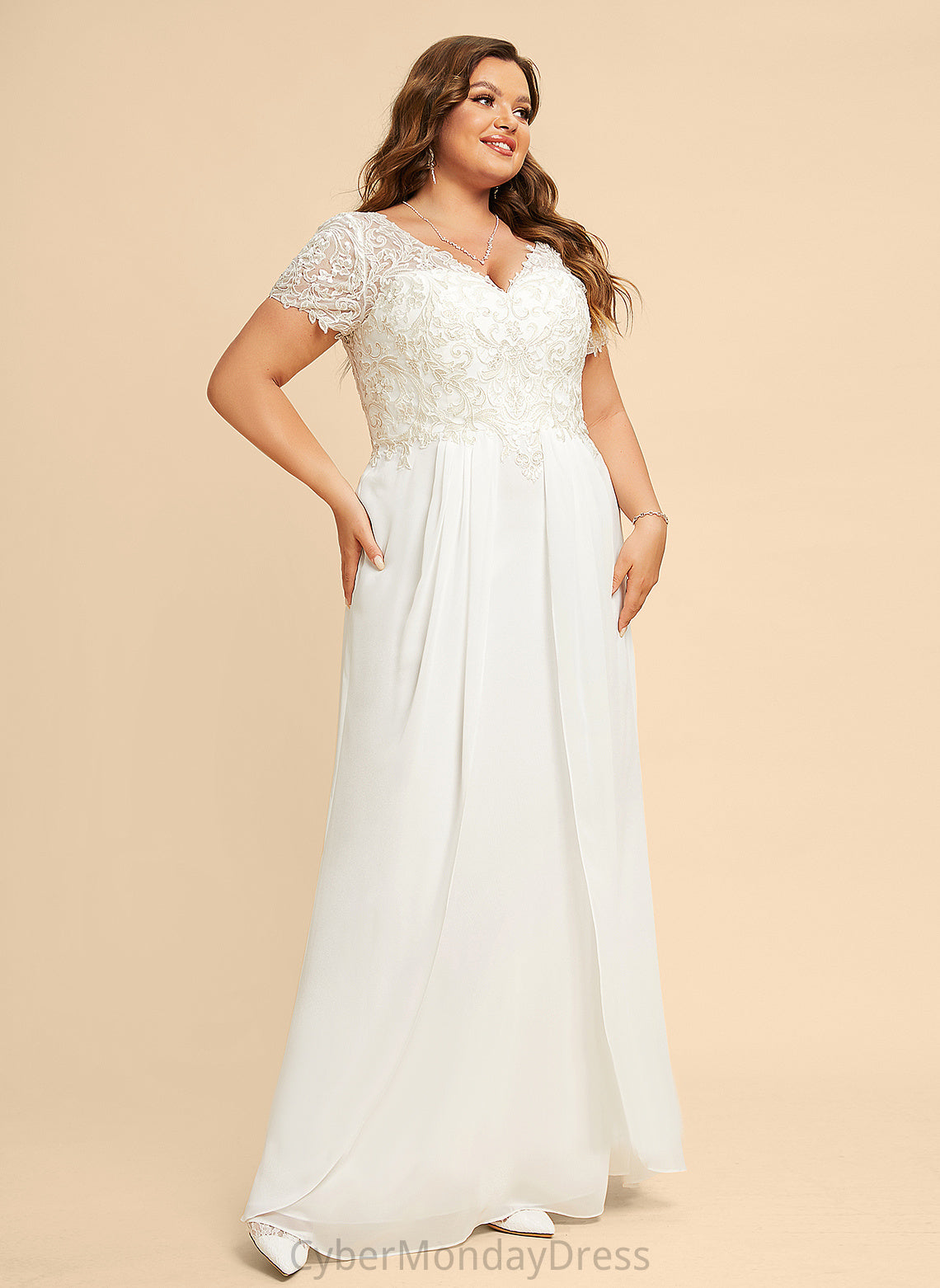 With Janae Lace V-neck Floor-Length Wedding Dresses Dress A-Line Wedding Chiffon