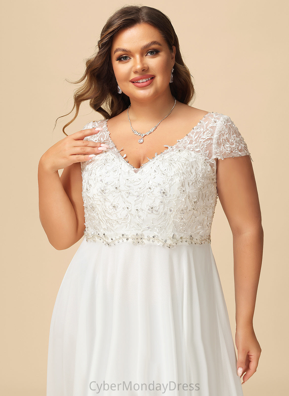 Chiffon Wedding Dresses Lace Floor-Length V-neck Beading Adrianna With Wedding Dress A-Line Sequins