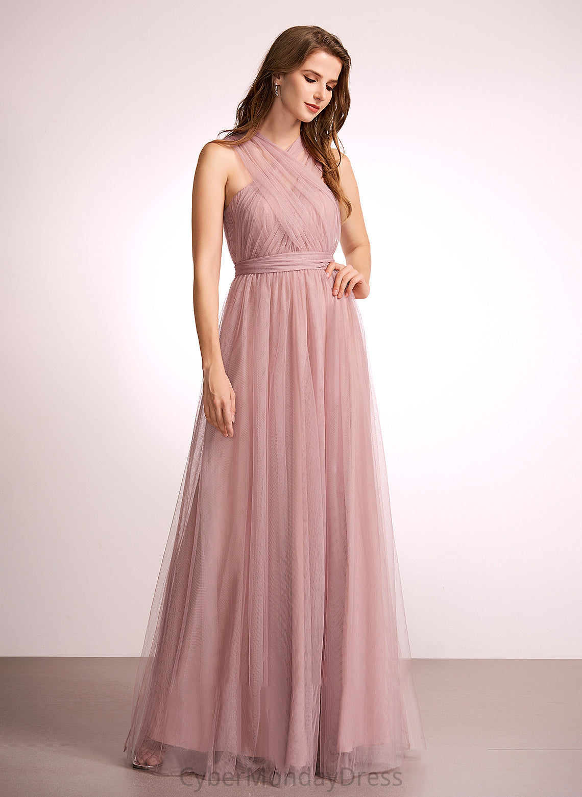 V-neck Length Neckline One-Shoulder Floor-Length Fabric Silhouette Off-the-Shoulder A-Line Straps Tulle Thalia Bridesmaid Dresses