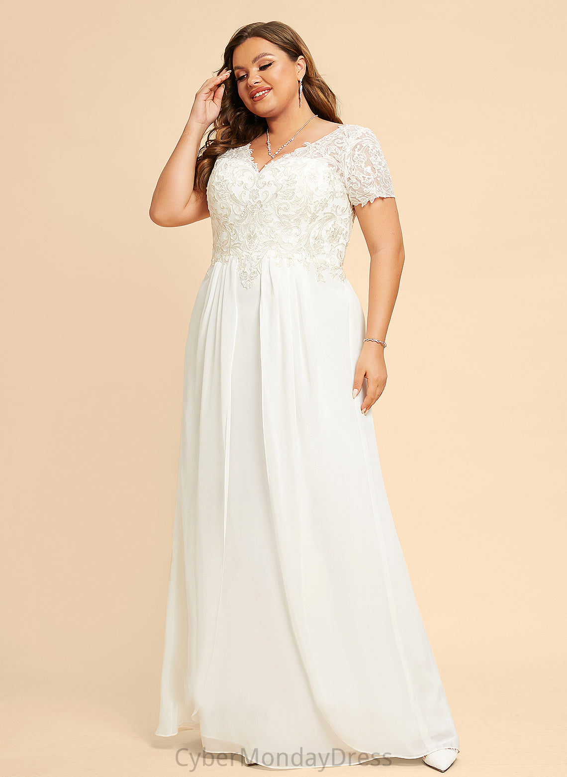 With Janae Lace V-neck Floor-Length Wedding Dresses Dress A-Line Wedding Chiffon