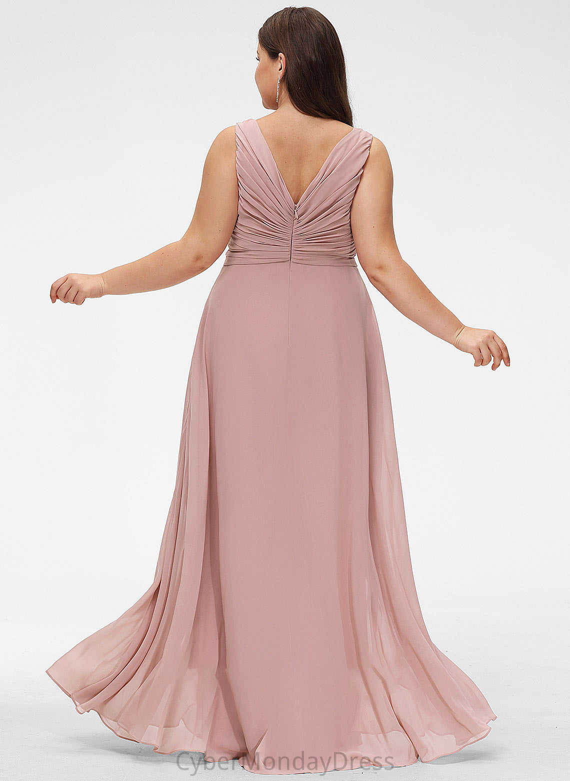 Floor-Length Fabric Silhouette Neckline V-neck A-Line Ruffle Length Embellishment Payten Bridesmaid Dresses