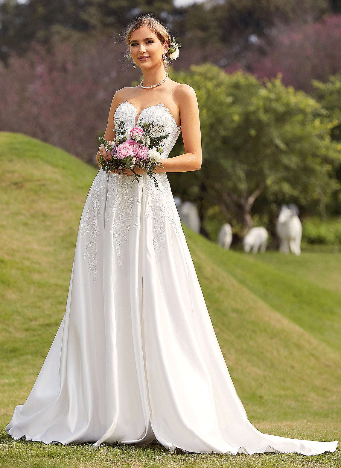 Train Chapel Sweetheart Wedding Wedding Dresses Lace Dress Moira Front Split With Satin Ball-Gown/Princess