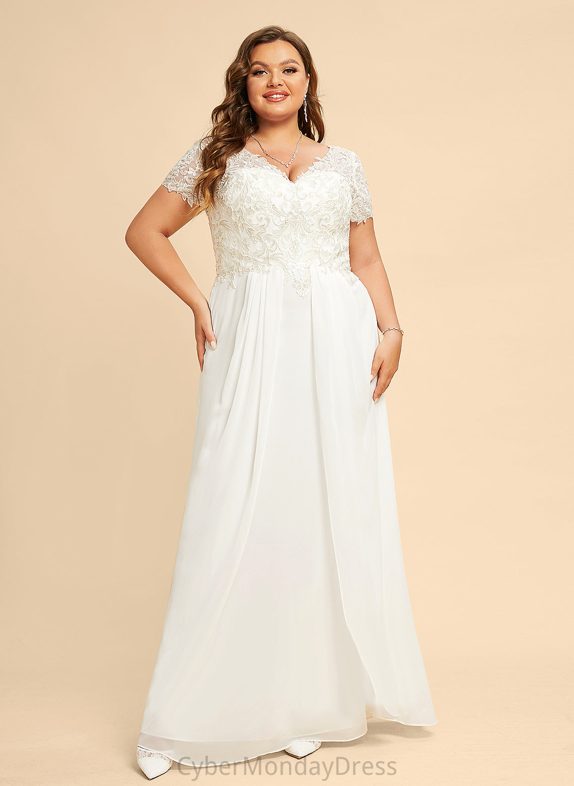 Dress Floor-Length Micah Chiffon Wedding A-Line V-neck Wedding Dresses