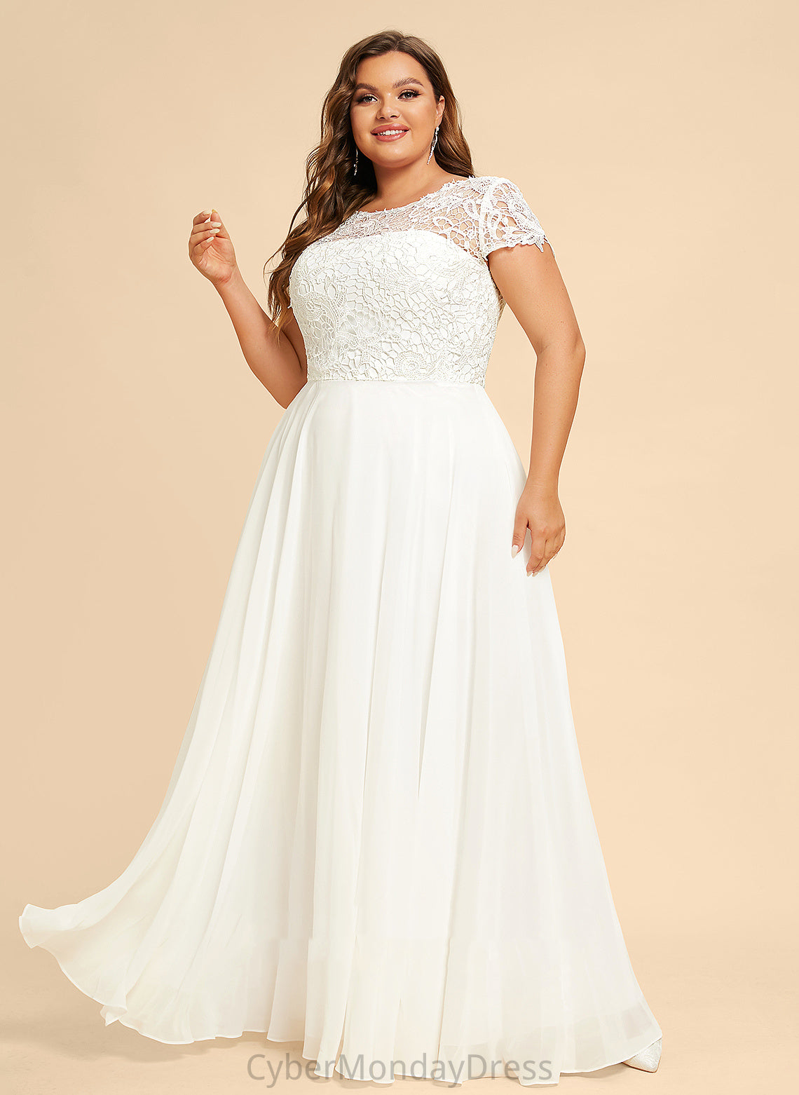 Abigail Dress Floor-Length Lace Scoop Chiffon A-Line Wedding Dresses Wedding