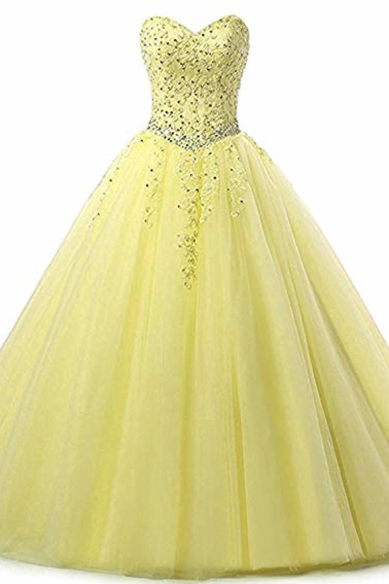 Tulle Beading Sweetheart Neck A Line Sleeveless Wedding Bridesmaid Long Evening Festive Party Dress