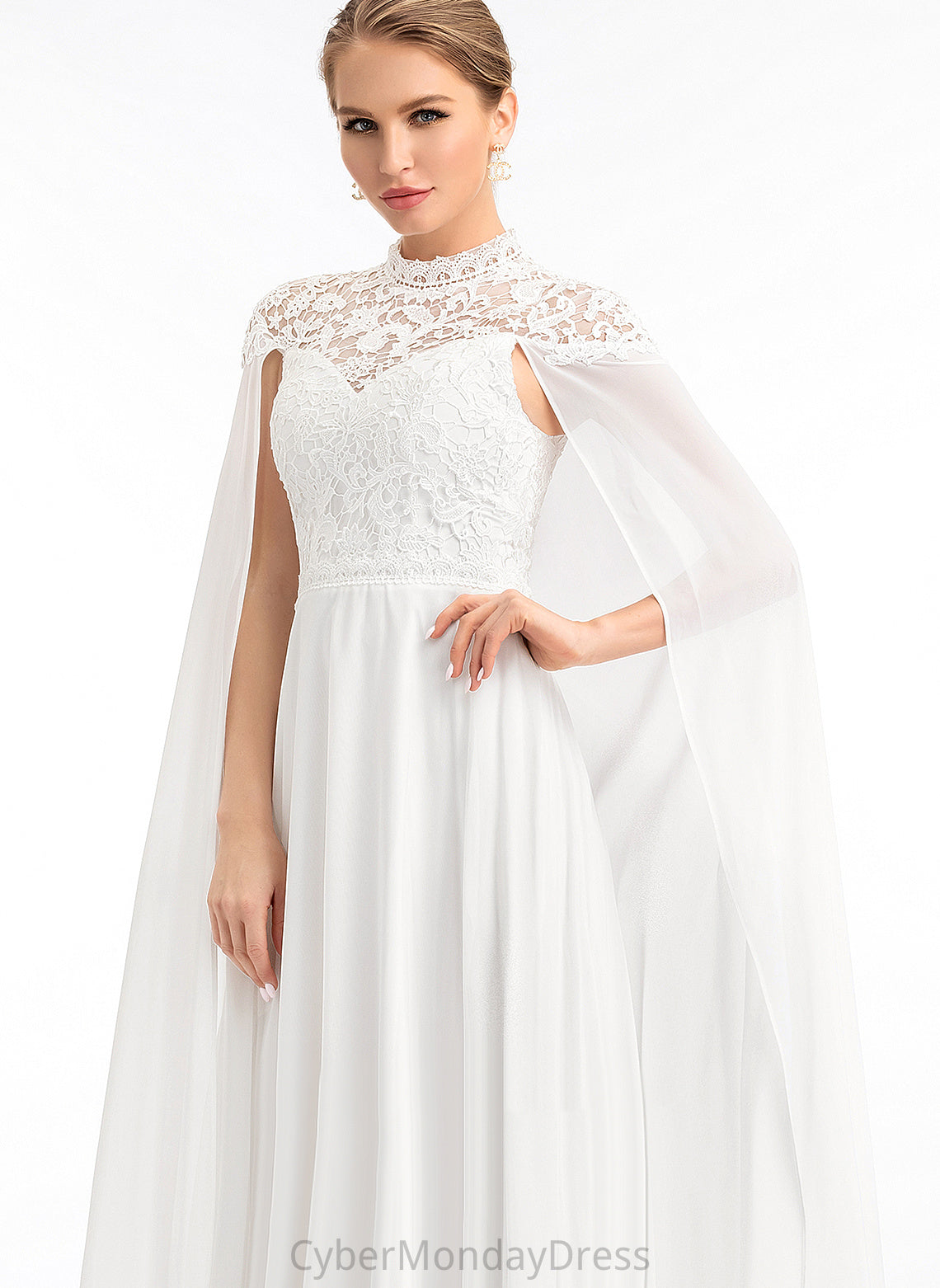 Wedding Wedding Dresses Jillian Chiffon High A-Line Dress Lace Floor-Length Neck