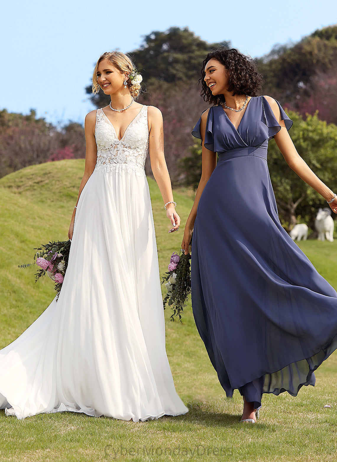 Court Beading With Kinley Chiffon Sequins Dress A-Line Train Wedding Dresses V-neck Lace Wedding