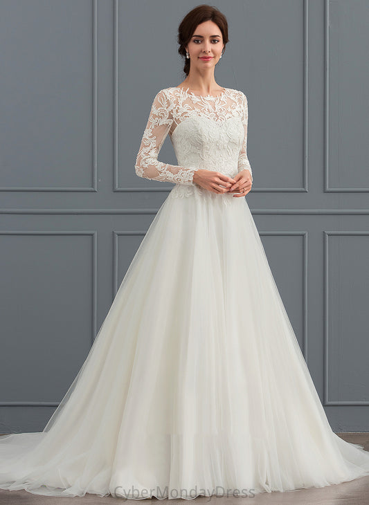 Sweep Lace Leah Dress Ball-Gown/Princess Tulle Wedding Train Wedding Dresses