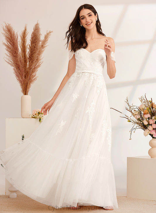 Floor-Length Wedding Dresses A-Line Dress Sequins Off-the-Shoulder Wedding Mckinley With Beading