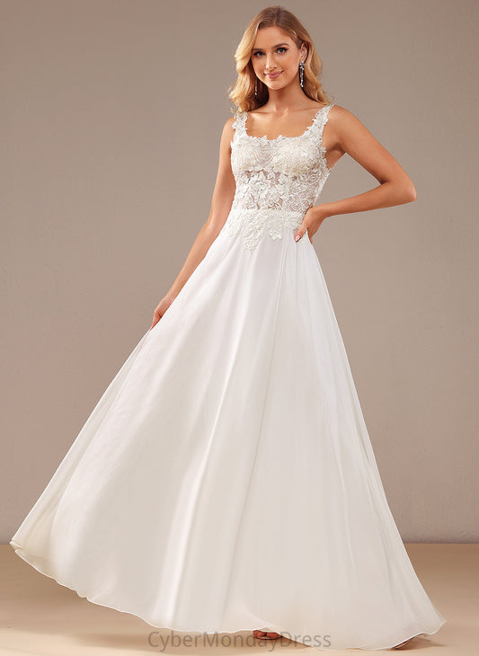 Chiffon With Square Wedding Dresses Wedding Sequins Elsa Lace Dress Floor-Length A-Line