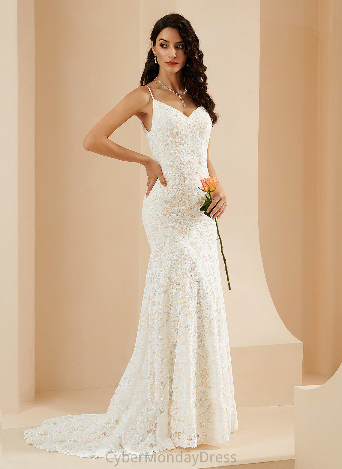 Train Wedding Dresses Dress V-neck Lace Trumpet/Mermaid Abbie Wedding Court