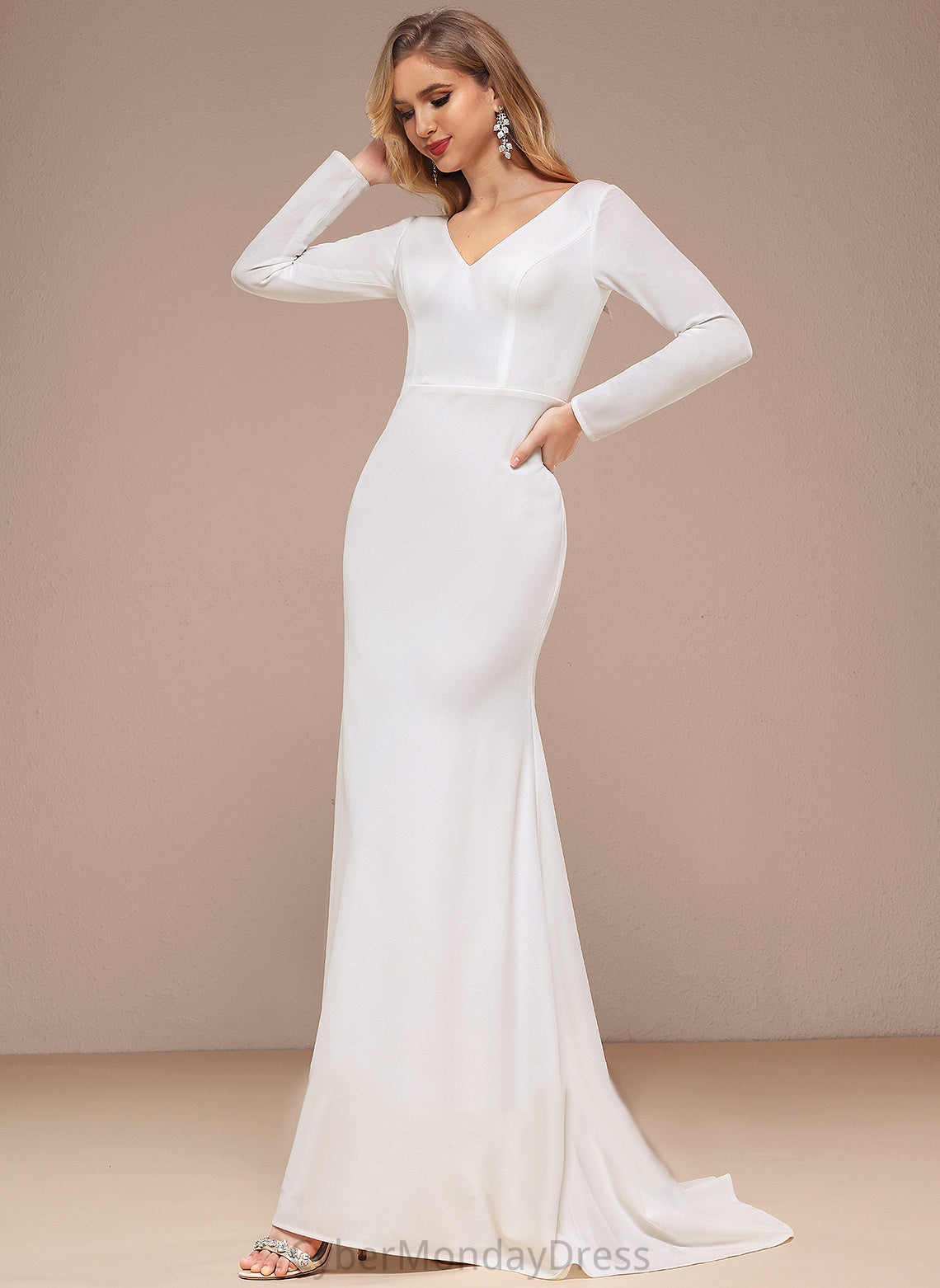 Train Dress Sweep A-Line Jaylen Chiffon V-neck Wedding Wedding Dresses