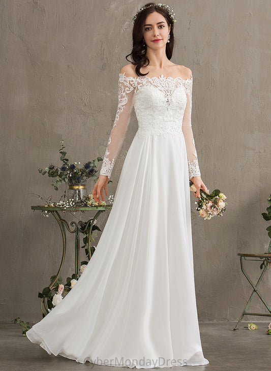 Lace Floor-Length Off-the-Shoulder Lace Wedding Dresses Dayanara Chiffon With Wedding A-Line Dress