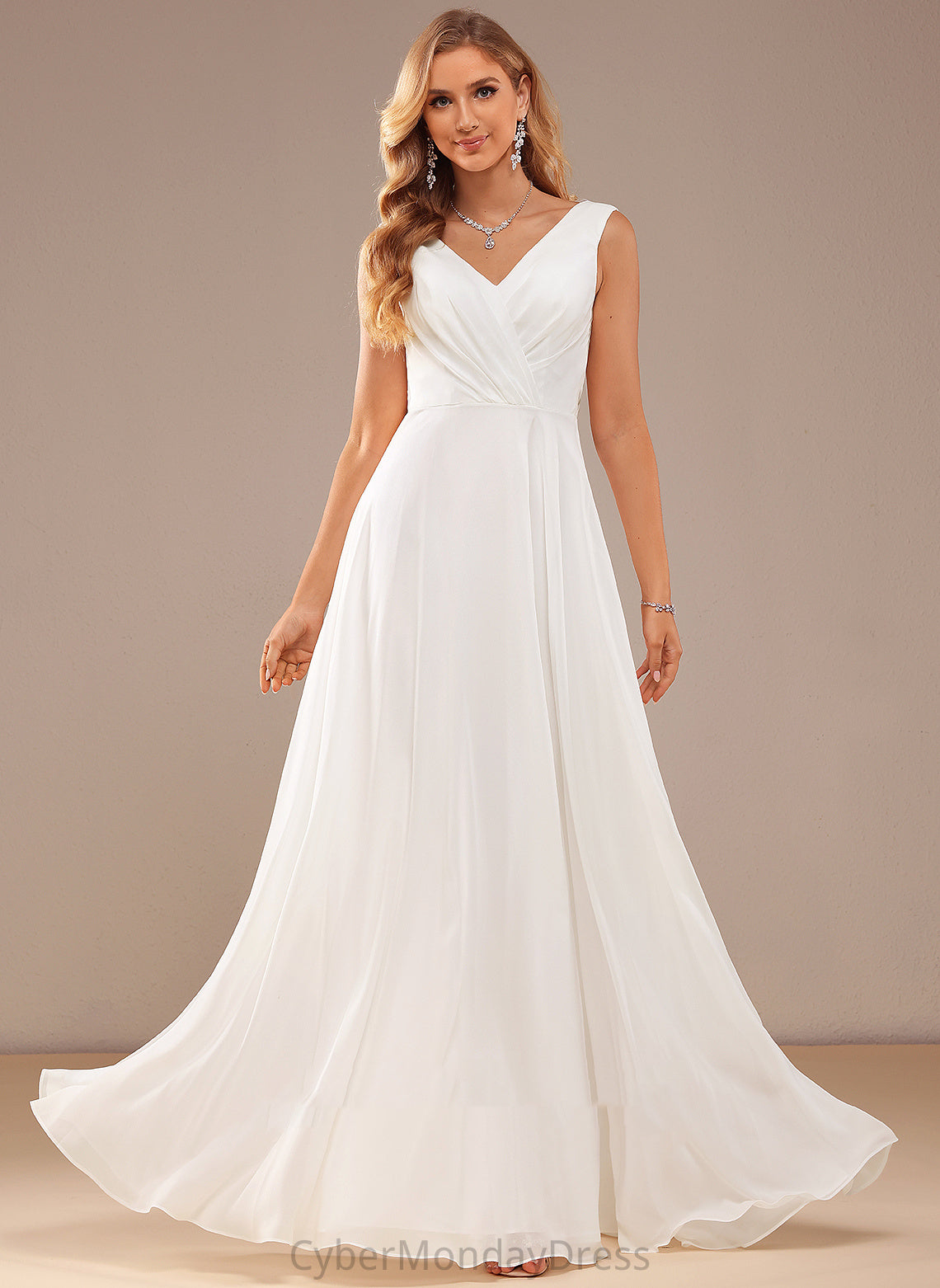 Wedding Dress Lace Floor-Length With Noemi Wedding Dresses Chiffon V-neck A-Line