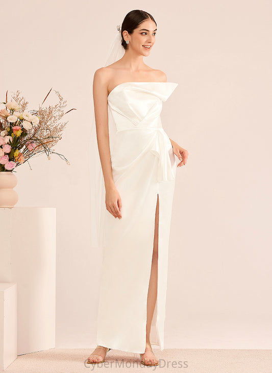 Split Sheath/Column Wedding Sweetheart Dress Kelly With Floor-Length Ruffle Wedding Dresses Front