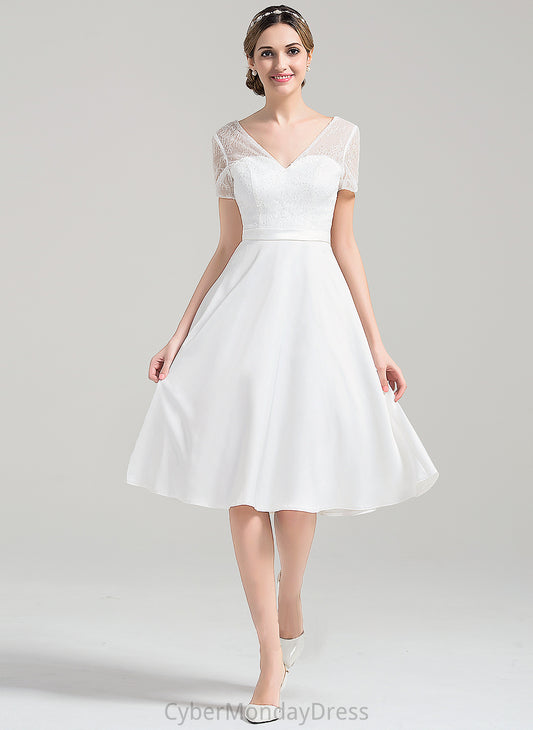 Wedding Dresses Jasmine Knee-Length Dress A-Line Wedding Satin V-neck