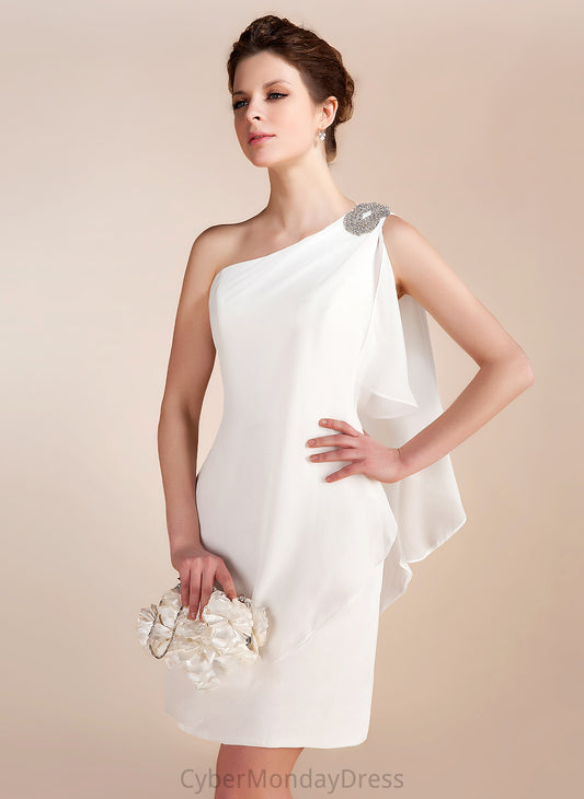 Katelyn One-Shoulder With Wedding Wedding Dresses Beading Dress Chiffon Sheath/Column Cascading Ruffles Short/Mini