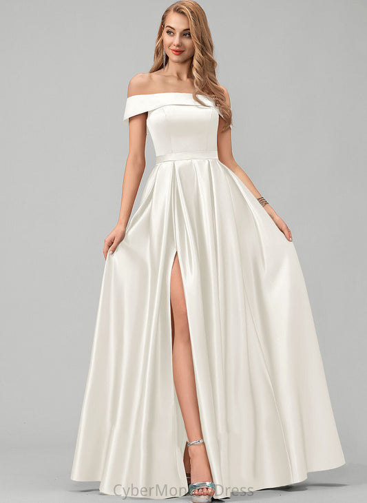 Floor-Length Wedding Wedding Dresses Off-the-Shoulder Ball-Gown/Princess Dress Madison Satin