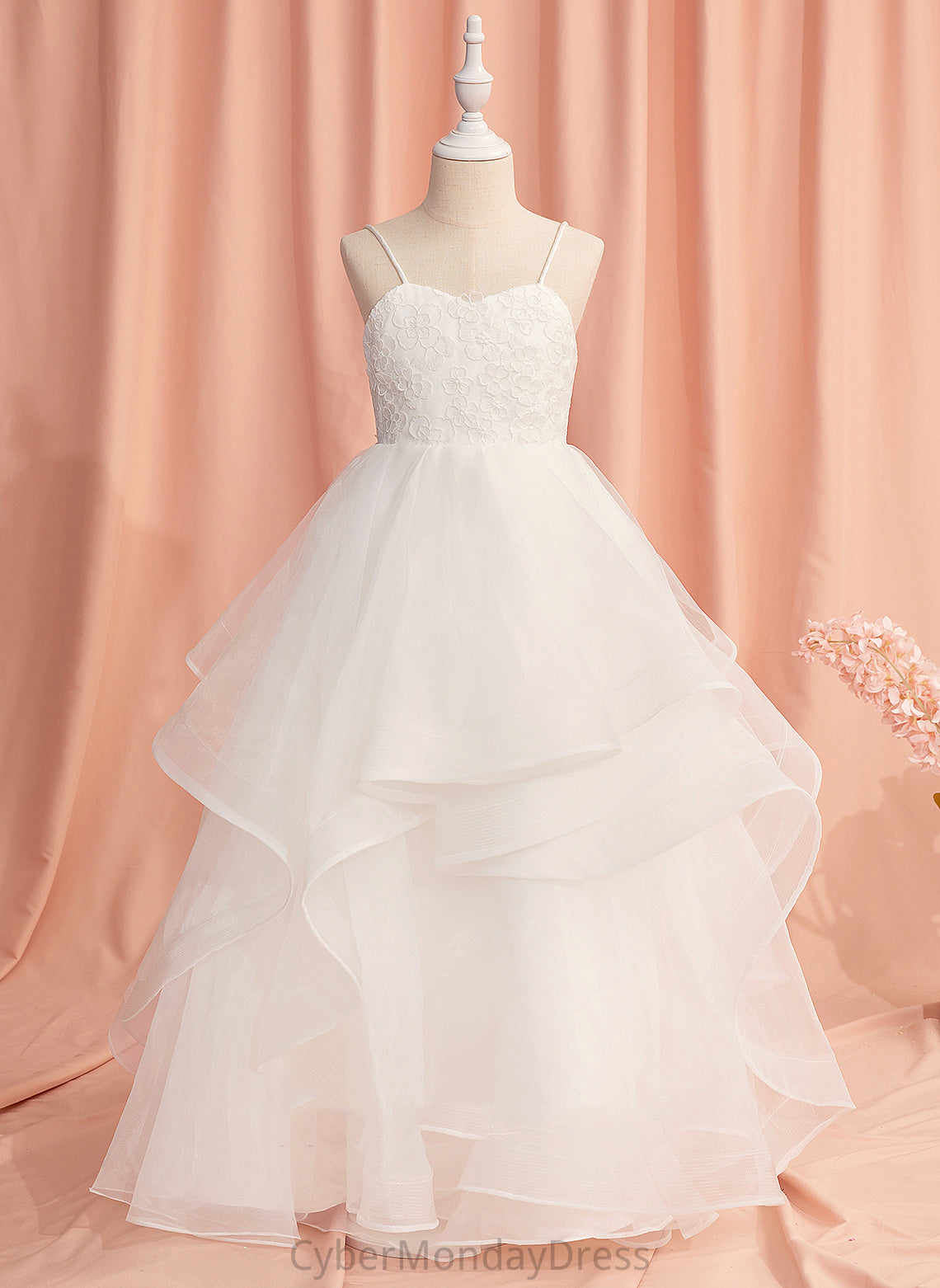 - Lace/Flower(s) Sweetheart/Straps Flower Girl Dresses Dress Ball-Gown/Princess Flower Crystal Tulle Sleeveless Floor-length With Girl