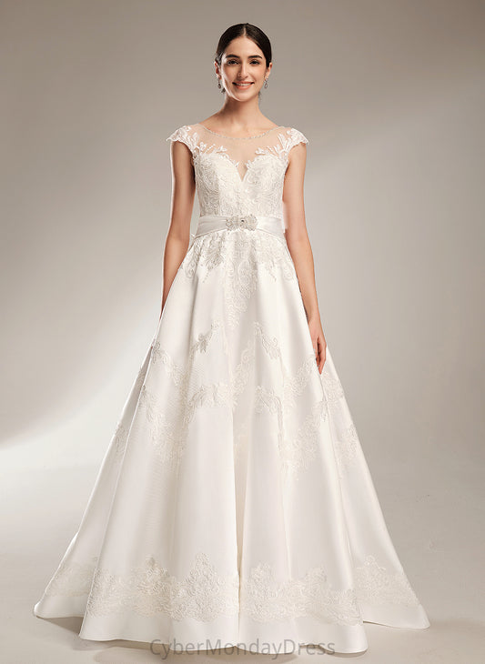 Neck Ball-Gown/Princess Chapel Wedding With Train Scoop Beading Satin Zoe Dress Sequins Wedding Dresses