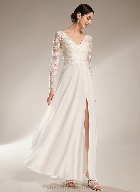 Wedding Dresses Wedding V-neck Floor-Length Thirza Lace A-Line Chiffon Dress