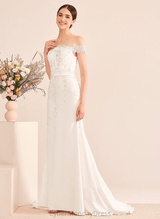 Wedding Dress Trumpet/Mermaid Train Sequins Wedding Dresses With Court Off-the-Shoulder Taniyah Lace