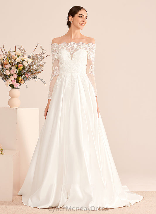 Dress With Court Ball-Gown/Princess Wedding Train Kiana Off-the-Shoulder Lace Wedding Dresses