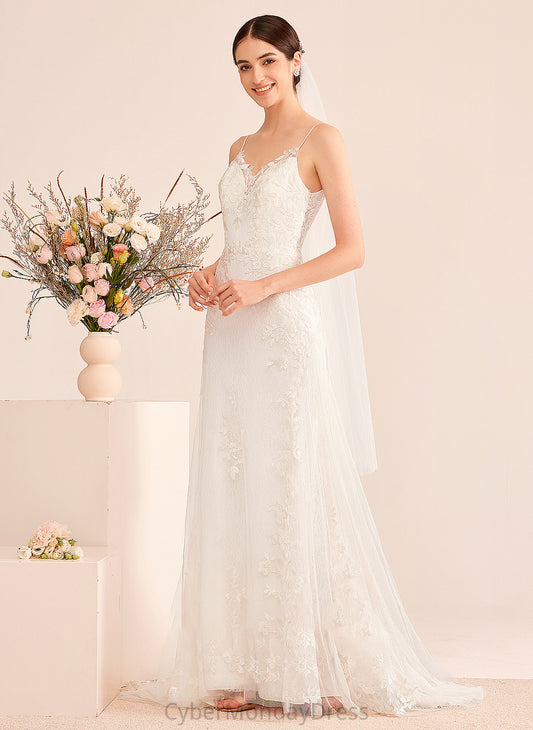 Marie Court Dress V-neck A-Line Sequins With Wedding Dresses Wedding Train