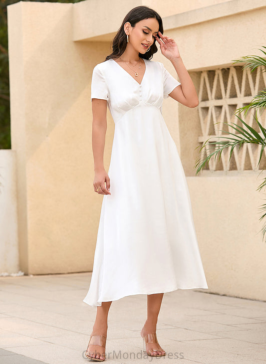 Wedding Dresses Tea-Length V-neck Delaney Wedding Dress A-Line