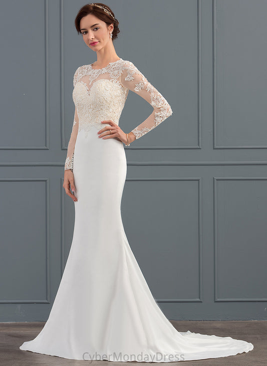 Dress Illusion Wedding Crepe Trumpet/Mermaid Wedding Dresses Train Sweep Shayla Stretch Lace