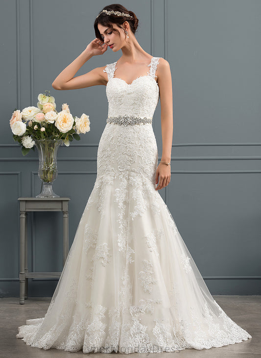 Train Wedding Dresses Sweetheart Trumpet/Mermaid Tulle Wedding Joanne Dress Sweep