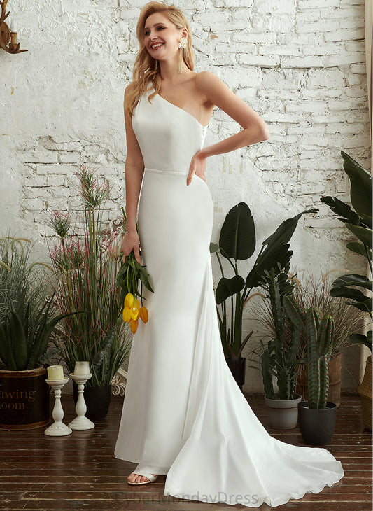 Trumpet/Mermaid One-Shoulder Zaniyah Dress Wedding Dresses Train Wedding Sweep