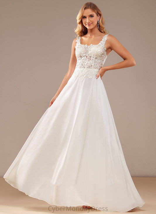 Ali Lace Chiffon Wedding Dresses Square Dress Floor-Length Neckline Sequins A-Line With Wedding Lace