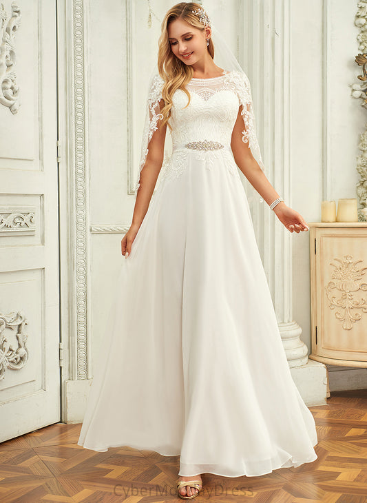 Neck Lace With Sierra Dress Floor-Length Wedding Dresses Scoop Chiffon Wedding Sequins