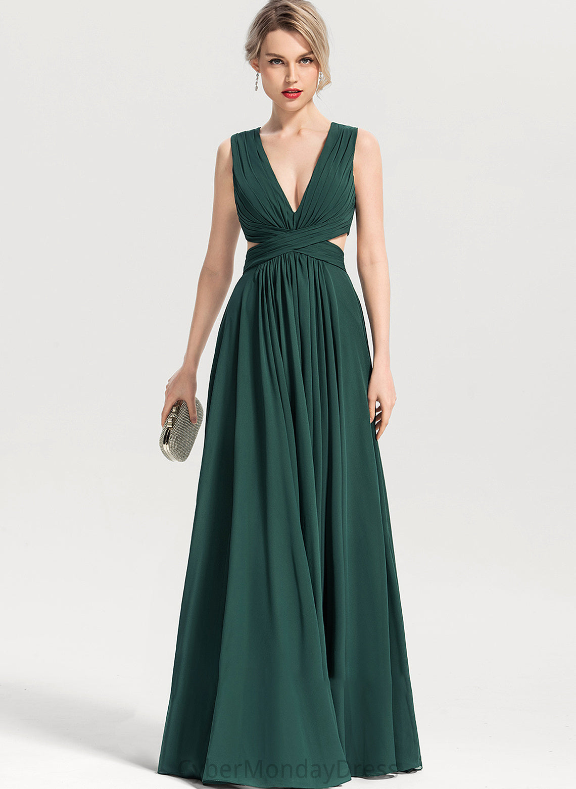 V-neck Length Neckline A-Line Silhouette Fabric Sleeve Floor-Length Kayden Bridesmaid Dresses