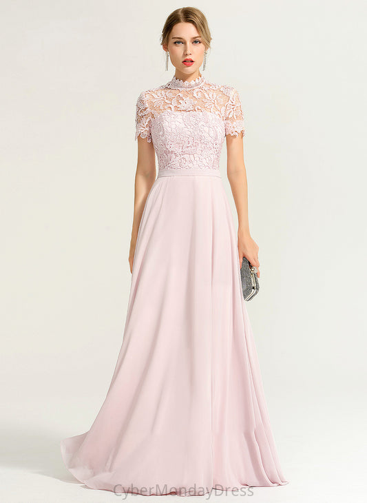 Length Embellishment Silhouette HighNeck Floor-Length A-Line Sequins Fabric Neckline Essence Bridesmaid Dresses