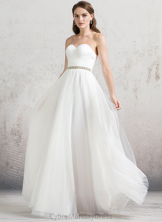 Tulle A-Line Beading With Ruffle Wedding Sweetheart Wedding Dresses Floor-Length Dress Camila