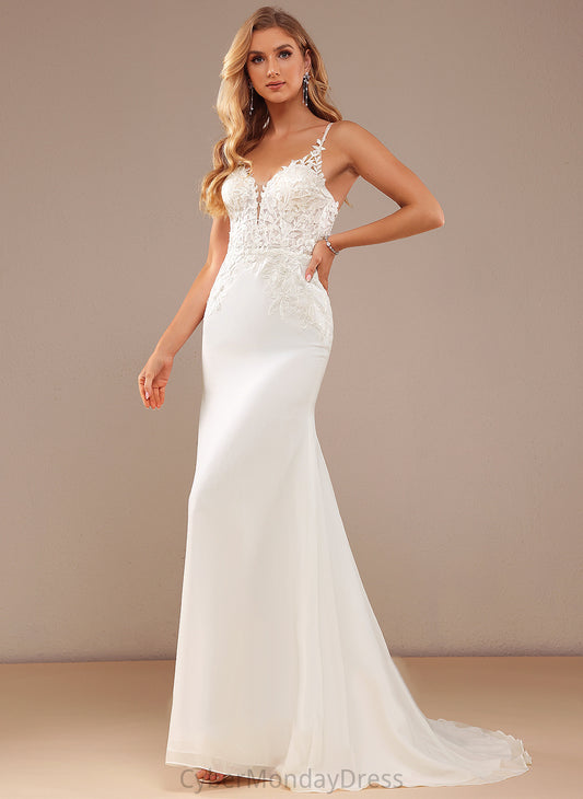 Train Trumpet/Mermaid Dress Lace Court Lace Wedding Dresses Beading With Wedding Chiffon V-neck Amara