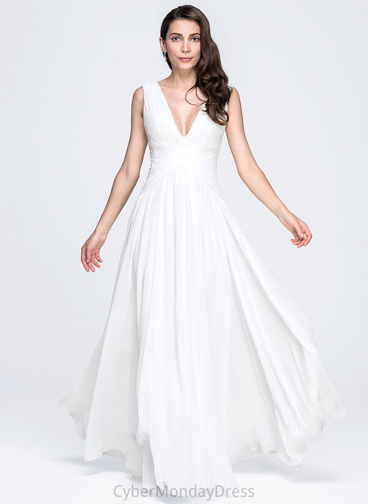 Amirah Wedding Dresses With Dress V-neck Wedding Chiffon Floor-Length A-Line Ruffle