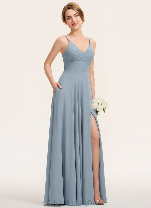 Ruffle Length Pockets V-neck Neckline Floor-Length A-Line Fabric Embellishment Silhouette Anaya Off The Shoulder Bridesmaid Dresses