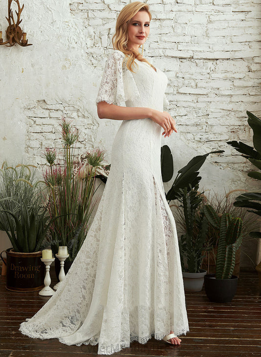 Cheyenne Wedding Dresses Dress Sheath/Column V-neck Split Lace Wedding Sweep With Train Front