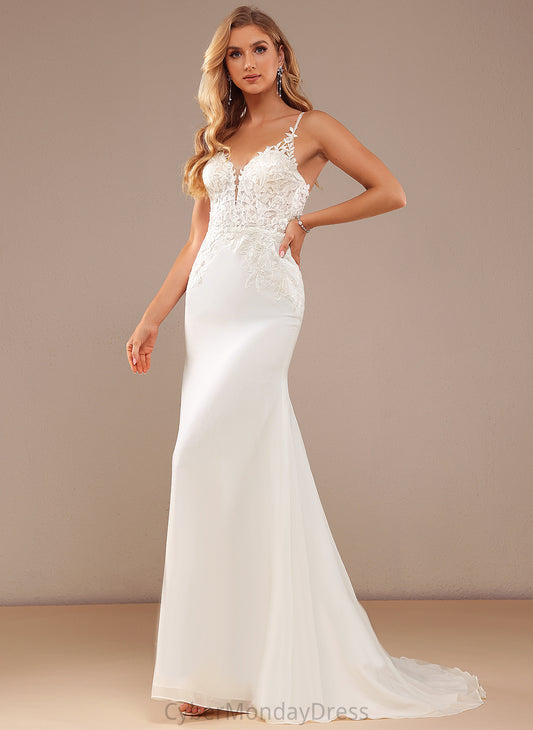 With Beading Trumpet/Mermaid Lace Wedding Chiffon Kristin V-neck Court Train Wedding Dresses Dress