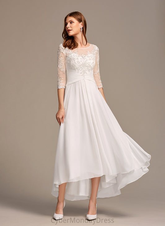 Illusion Wedding Dresses A-Line Asymmetrical Wedding Hanna With Chiffon Lace Dress