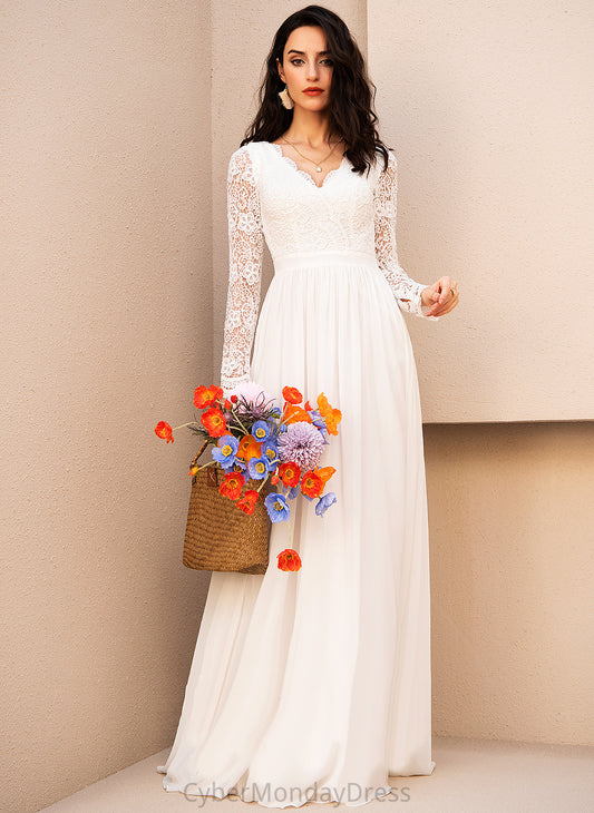 Lace Haleigh V-neck A-Line Wedding Dresses Wedding Floor-Length Chiffon Dress